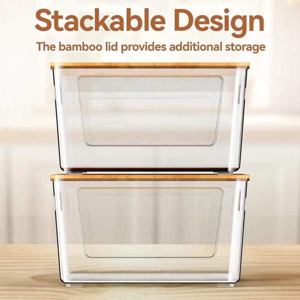 Acrylic Pantry Organizer With Bamboo Lid