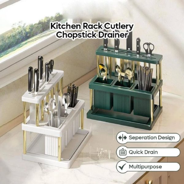 New Kitchen Cutlery Holder & Knife Holder with Golden Rods