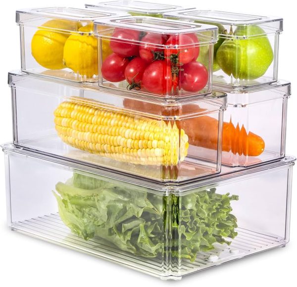 7-Pc Set Acrylic Fridge Storage Containers