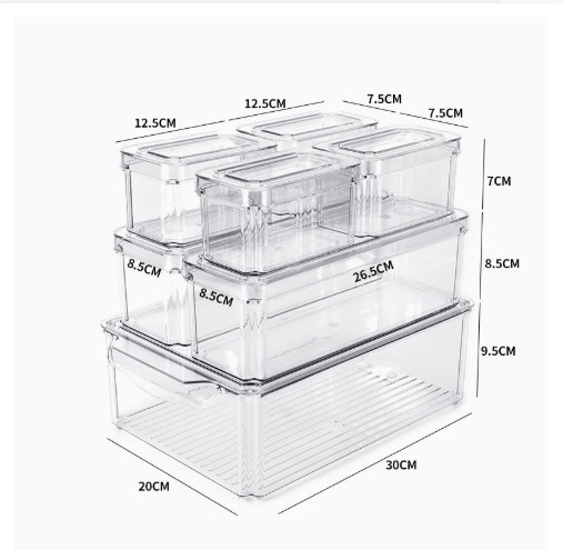 7-Pc Set Acrylic Fridge Storage Containers