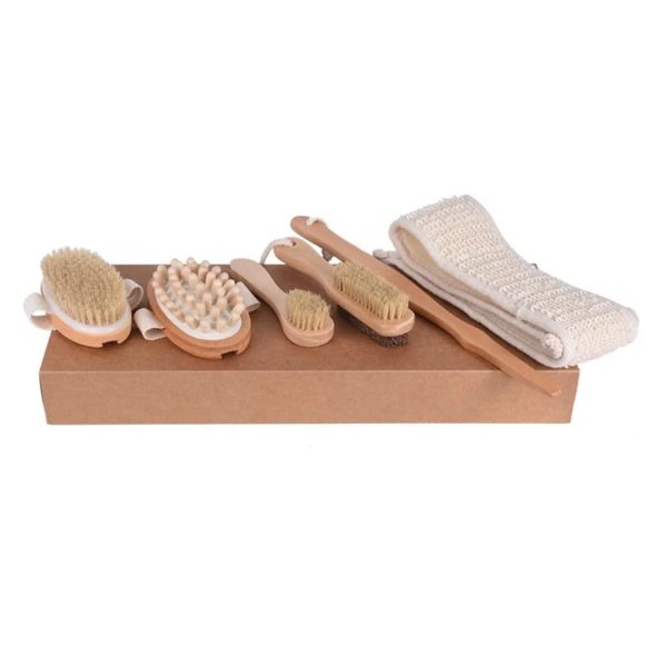 6PCs Dry Brushing and Bath Brush Set - Detachable Body & Face Brush Set