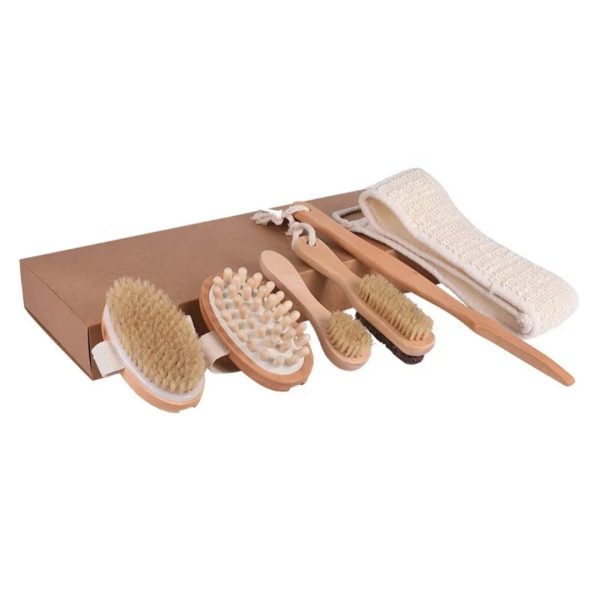 6PCs Dry Brushing and Bath Brush Set - Detachable Body & Face Brush Set