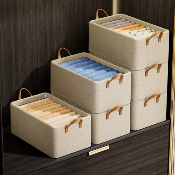 WhatsApp Image 2026-02-11 at 13.56.42 Foldable Wardrobe Organizer – Beige - Smart Closet Storage Basket