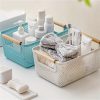 3pc Set Storage Baskets - Plastic Mesh Baskets with Wooden Handles
