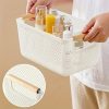 3pc Set Storage Baskets - Plastic Mesh Baskets with Wooden Handles