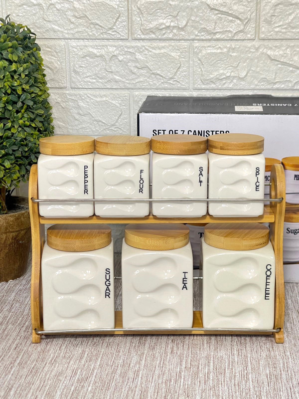 8pc ceramic canister set kitchen storage