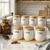 8Pc Ceramic Canister Set with Airtight Lids – Kitchen Storage Jars for Sugar, Coffee, Tea & Spices
