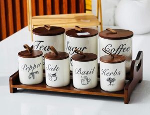 8pc ceramic canister set kitchen storage