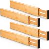 4Pcs Set Expandable Bamboo Drawer Dividers – Adjustable Drawer Organizer for Kitchen, Bedroom & Office