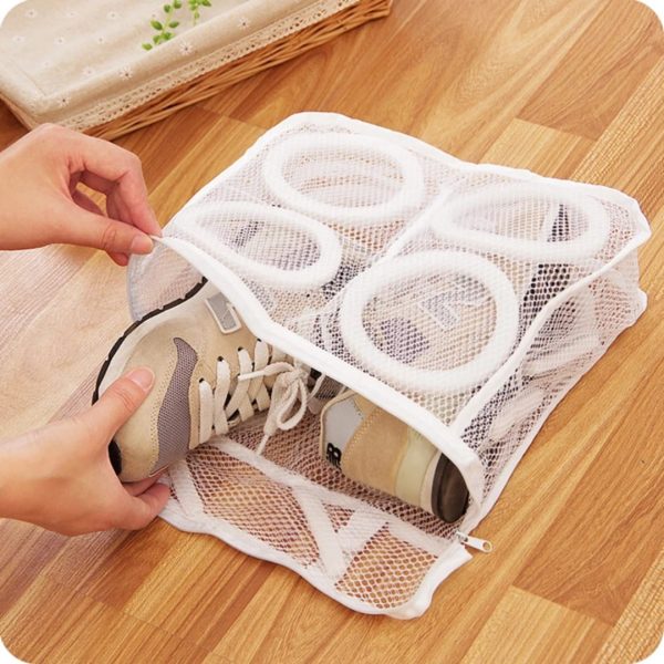 Laundry Mesh Shoe Bag – Washing Machine Shoe Protector Bag with Zipper (Reusable & Durable)