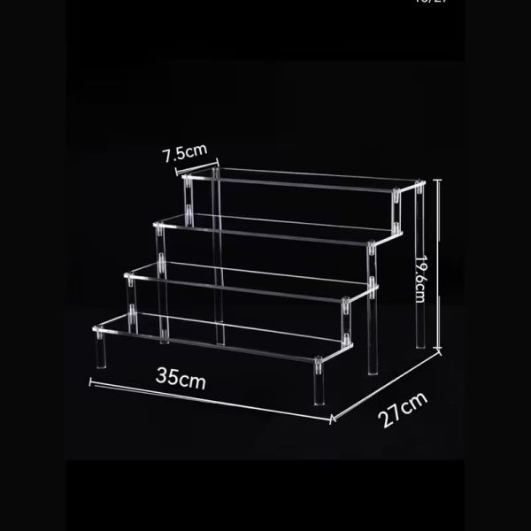4-Tier Acrylic Perfume Display Rack – Transparent Cosmetic Organizer Stand for Perfumes, Lipsticks & Skincare