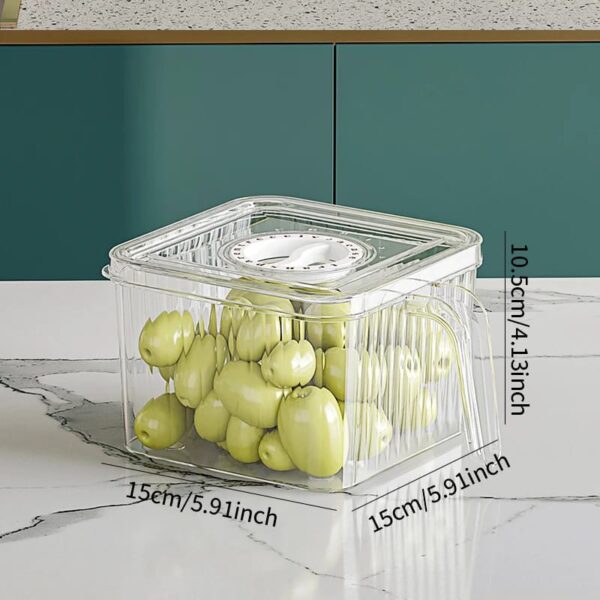 Acrylic Fridge Storage Box – Clear Stackable Refrigerator Organizer with Lid and Handle for Fruits, Vegetables & Drinks
