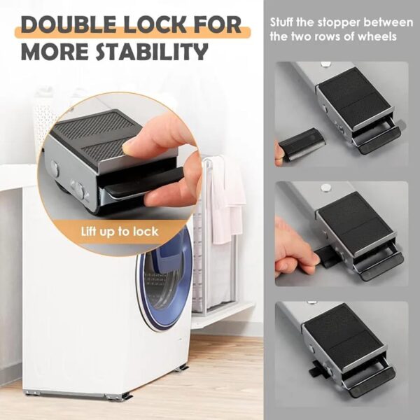Adjustable Appliance Stand with Wheels – Heavy-Duty Washing Machine, Cooker & Fridge Base Stand with Anti-Vibration Support