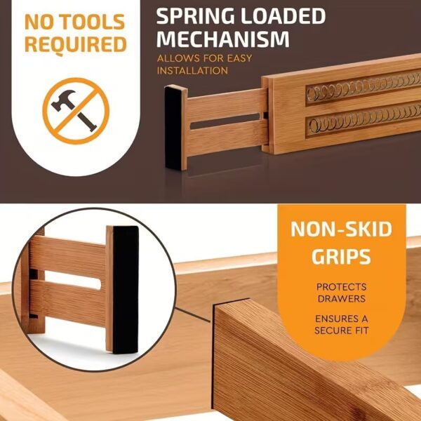 WhatsApp Image 2026-04-20 at 13.29.09 (2) 4Pc Expandable Bamboo Drawer Dividers – Adjustable Drawer Organizer for Kitchen, Bedroom & Office