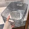 Ribbed Acrylic Organizer Basket – Clear Multi-Purpose Storage Basket for Kitchen, Bathroom & Vanity