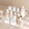 Ribbed Acrylic Organizer Basket – Clear Multi-Purpose Storage Basket for Kitchen, Bathroom & Vanity