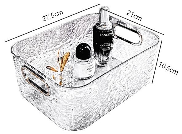 Ribbed Acrylic Organizer Basket – Clear Multi-Purpose Storage Basket for Kitchen, Bathroom & Vanity