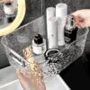 Ribbed Acrylic Organizer Basket – Clear Multi-Purpose Storage Basket for Kitchen, Bathroom & Vanity