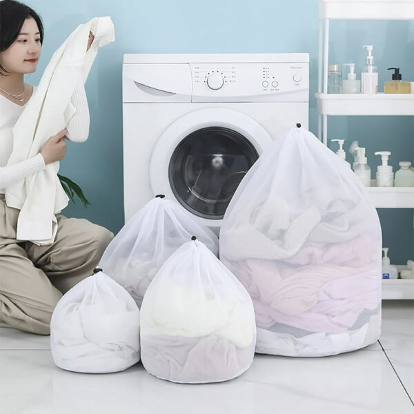 WhatsApp Image 2026-04-20 at 21.24.14 4pcs Laundry Mesh Bags Set – Drawstring Wash Bags for Delicates, Clothes & Lingerie Protection