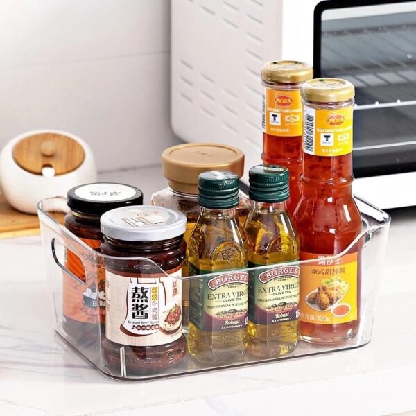 Clear Acrylic Storage Basket – Multi-Purpose Transparent Organizer for Kitchen, Bathroom & Vanity