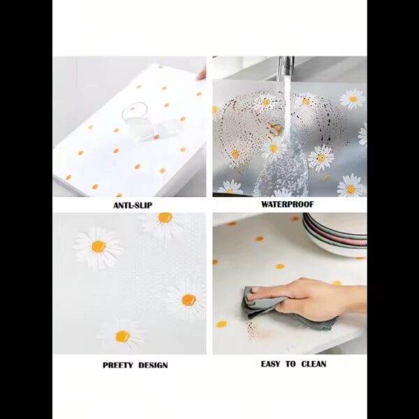 Daisy-Patterned Drawer Liner – Beautiful Non-Slip Waterproof Cabinet & Shelf Liner Roll (Cut-to-Size)