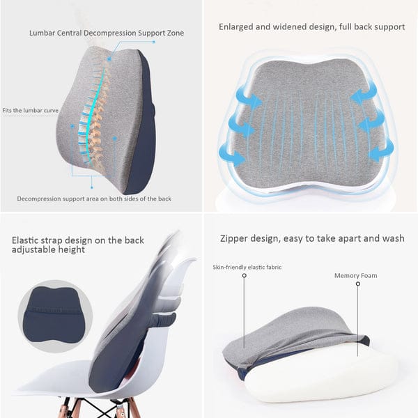 Orthopedic Back Support Pillow – Ergonomic Lumbar Cushion for Office Chair, Car Seat & Home Support