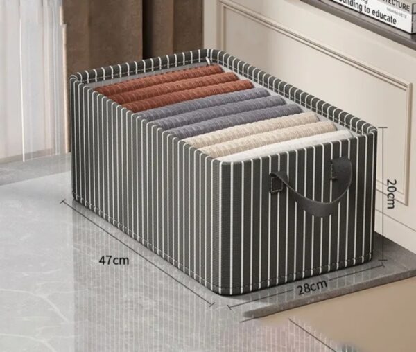 WhatsApp Image 2026-05-27 at 12.48.56 (1) Collapsible Wardrobe Organizer – Durable Black & White Striped Storage Basket for Clothes, Toys & Home Organization