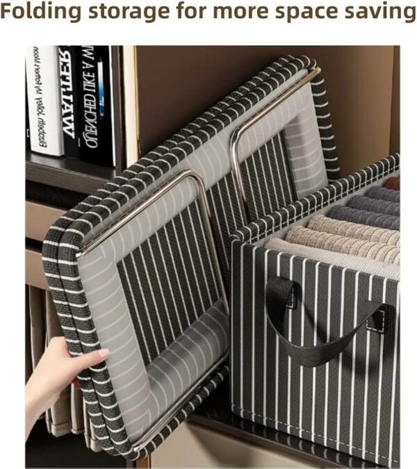 WhatsApp Image 2026-05-27 at 12.48.57 Collapsible Wardrobe Organizer – Durable Black & White Striped Storage Basket for Clothes, Toys & Home Organization