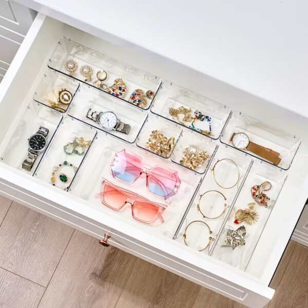 25Pc Acrylic Drawer Organizer Set - Versatile Organizing trays for Smart Home Organization