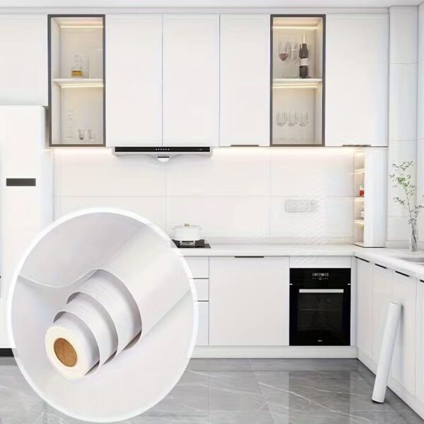 Plain White Contact Paper – Versatile Waterproof Self-Adhesive Wallpaper for Cabinets, Countertops & Shelves