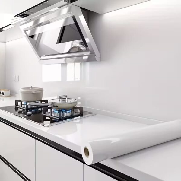 Plain White Contact Paper – Versatile Waterproof Self-Adhesive Wallpaper for Cabinets, Countertops & Shelves