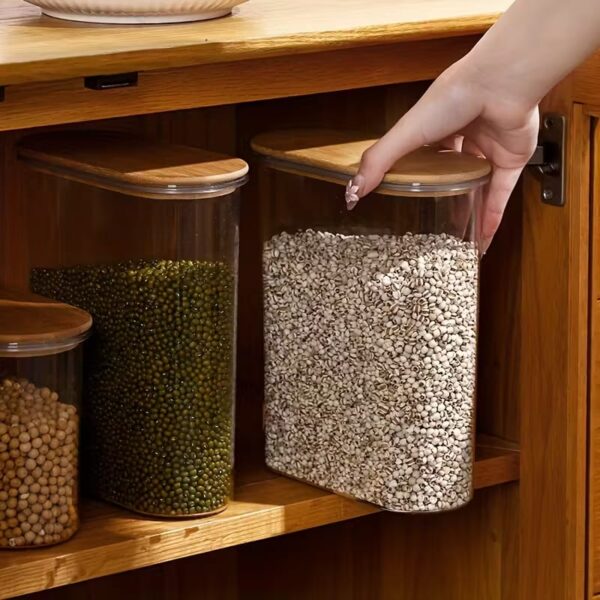 Airtight Acrylic Storage Container – Clear Food Storage Canister with Bamboo Lid for Kitchen Organization 2.5L