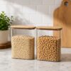 Airtight Acrylic Storage Container – Clear Food Storage Canister with Bamboo Lid for Kitchen Organization 2.5L