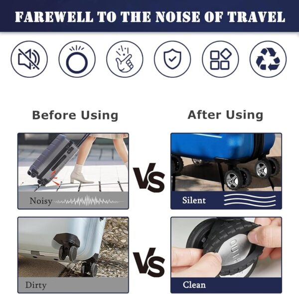 8Pc Silicone Suitcase Wheel Protectors – Anti-Slip Luggage Wheel Covers for Travel Protection & Noise Reduction