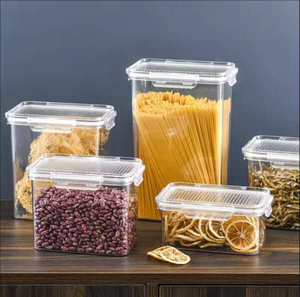 Stackable Airtight Acrylic Storage Containers – Clear Stylish Modular Pantry Organizers for Kitchen Storage (1.8L, 2.5L, 3.6L)