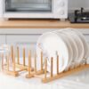 Multi-Purpose Bamboo Dish Rack – Eco-Friendly Plate, Lid, Cutting Board & Kitchen Organizer - 8 Slots