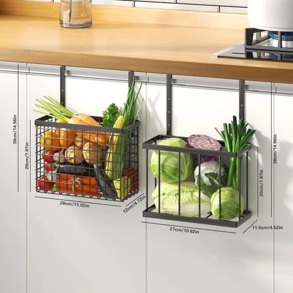 2Pc Cabinet Door Storage Baskets – Versatile Over-the-Cabinet Door Organizer Baskets for Kitchen, Bathroom & Home Storage