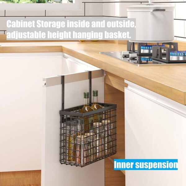 2Pc Cabinet Door Storage Baskets – Versatile Over-the-Cabinet Door Organizer Baskets for Kitchen, Bathroom & Home Storage