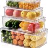 4Pc Set Large Acrylic Fridge Organizer.