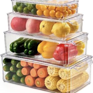 4Pc Set Large Acrylic Fridge Organizer.