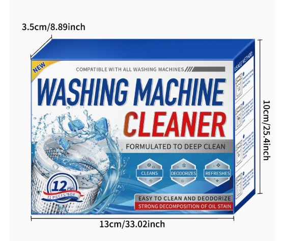 Washing Machine Cleaning Tablets – Deep Clean Descaler & Odour Remover - 12 Tablets