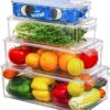 4Pc Set Large Acrylic Fridge Organizer – Clear Refrigerator Storage Bins for a Neat & Organized Fridge