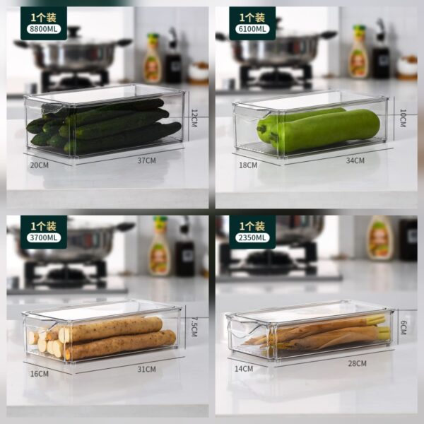 4Pc Set Large Acrylic Fridge Organizer – Clear Refrigerator Storage Bins for a Neat & Organized Fridge