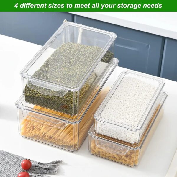 4Pc Set Large Acrylic Fridge Organizer – Clear Refrigerator Storage Bins for a Neat & Organized Fridge