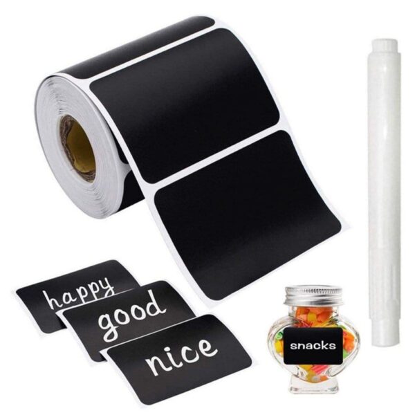 Self-Adhesive Label Stickers – Versatile Waterproof Reusable Labels for Home & Kitchen Organization - 120 Stickers plus Pen