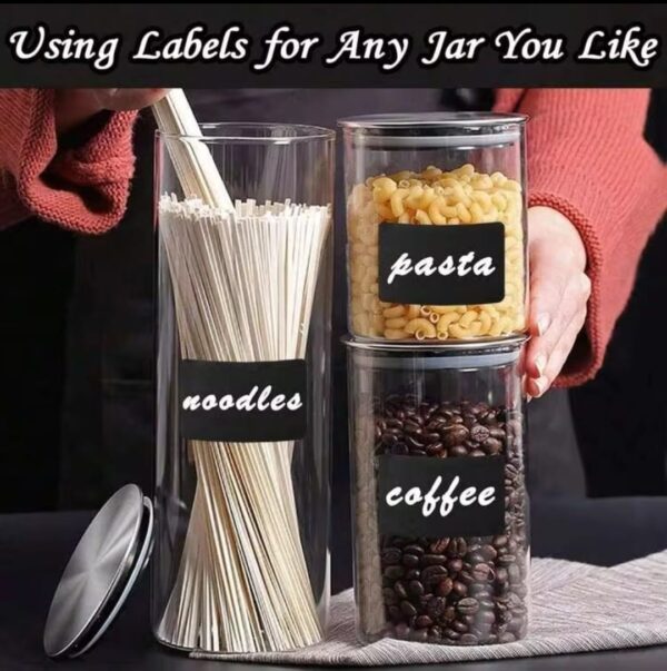 Self-Adhesive Label Stickers – Versatile Waterproof Reusable Labels for Home & Kitchen Organization - 120 Stickers plus Pen